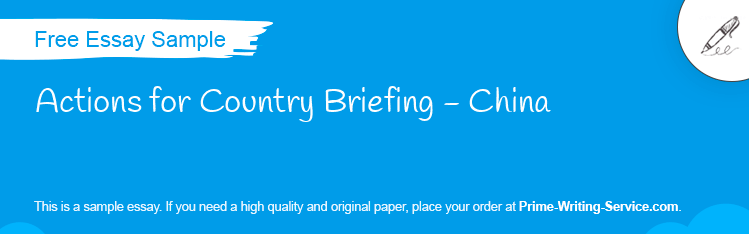 Free «Actions for Country Briefing - China» Essay Sample