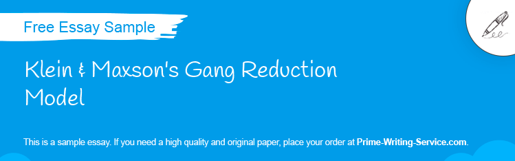 Free «Klein & Maxson's Gang Reduction Model» Essay Sample